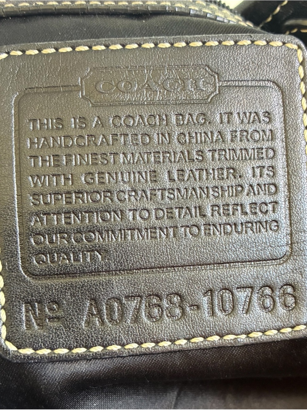 Coach Signature Black Jacquard Tote Bag Shoulder Handbag Leather Trim - Picture 9 of 10